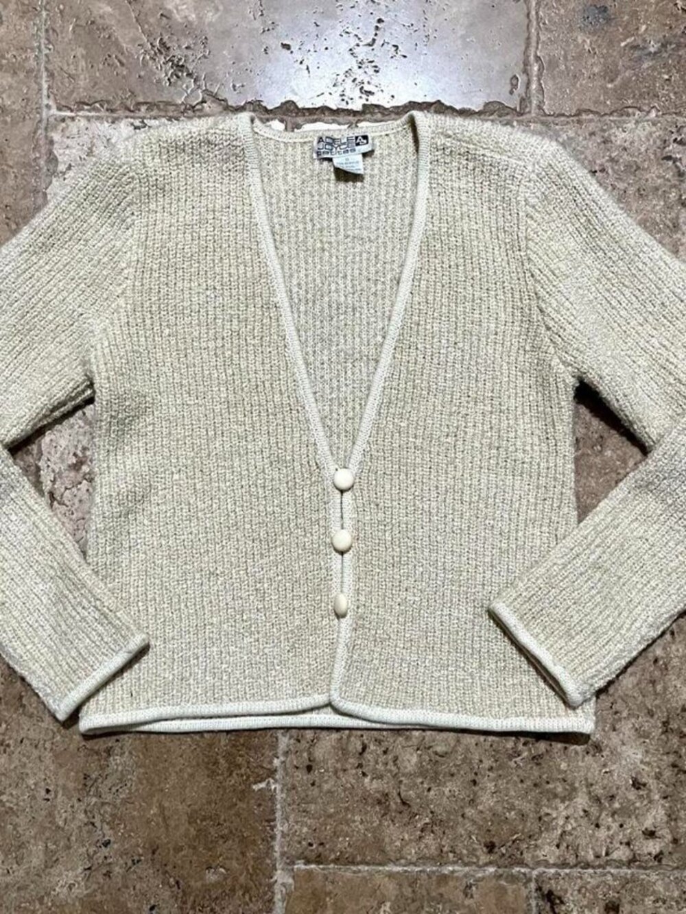 Adele Joyce Petites Cream Wool Blend Fitted Cardigan S